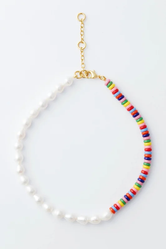 Rainbow and Pearl Frankie Necklace