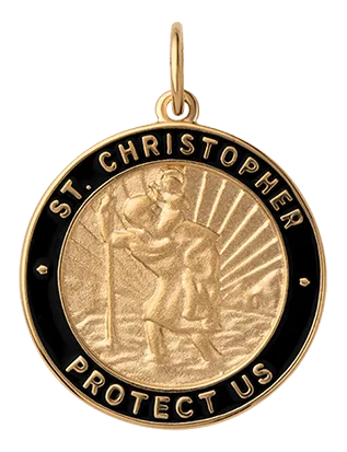 Saint Christopher Surf Pendant w/Enamel, Gold Vermeil