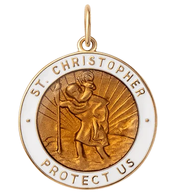 Saint Christopher Surf Pendant w/Enamel, Gold Vermeil