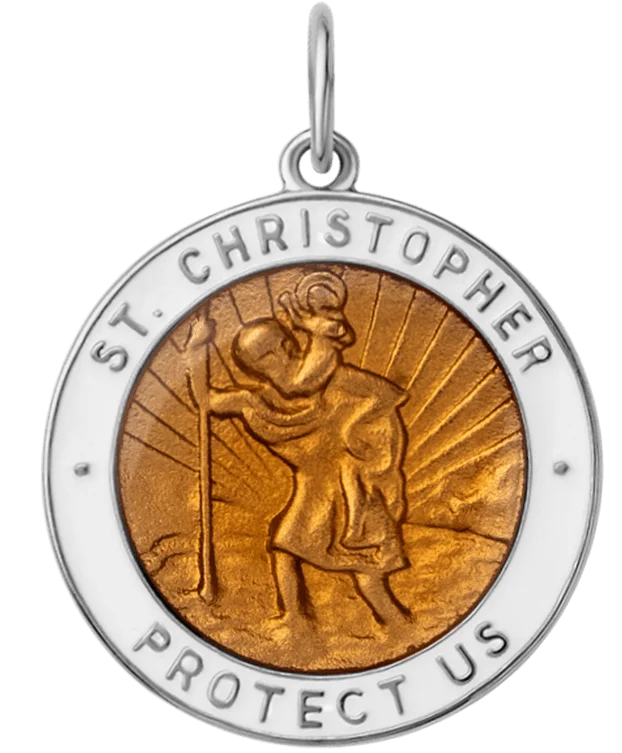 Saint Christopher Surf Pendant w/Enamel, Sterling Silver