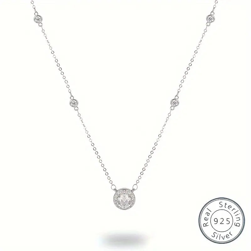 Sterling Silver CZ Diamond By The Yard Necklace