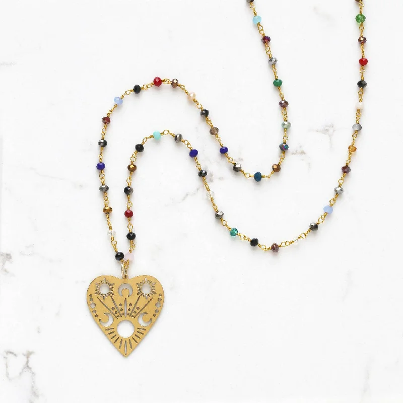 Celestial Heart Multi Color Stone Necklace