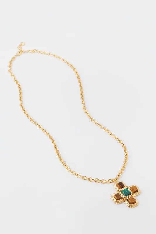 Tiger's Eye and Malachite Clea Necklace