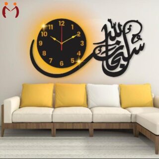 wall clock black modern islamic design
