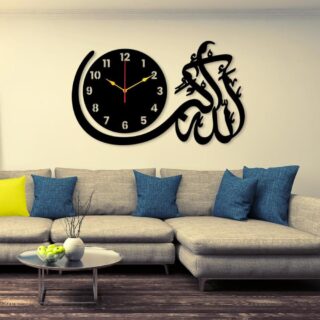 black calligraphy art wall clock