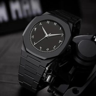 Men's Black Stainless Steel Chain Watch - Durable & Stylish