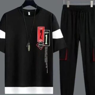 men black graphic track suit 2 pcs micro interlock